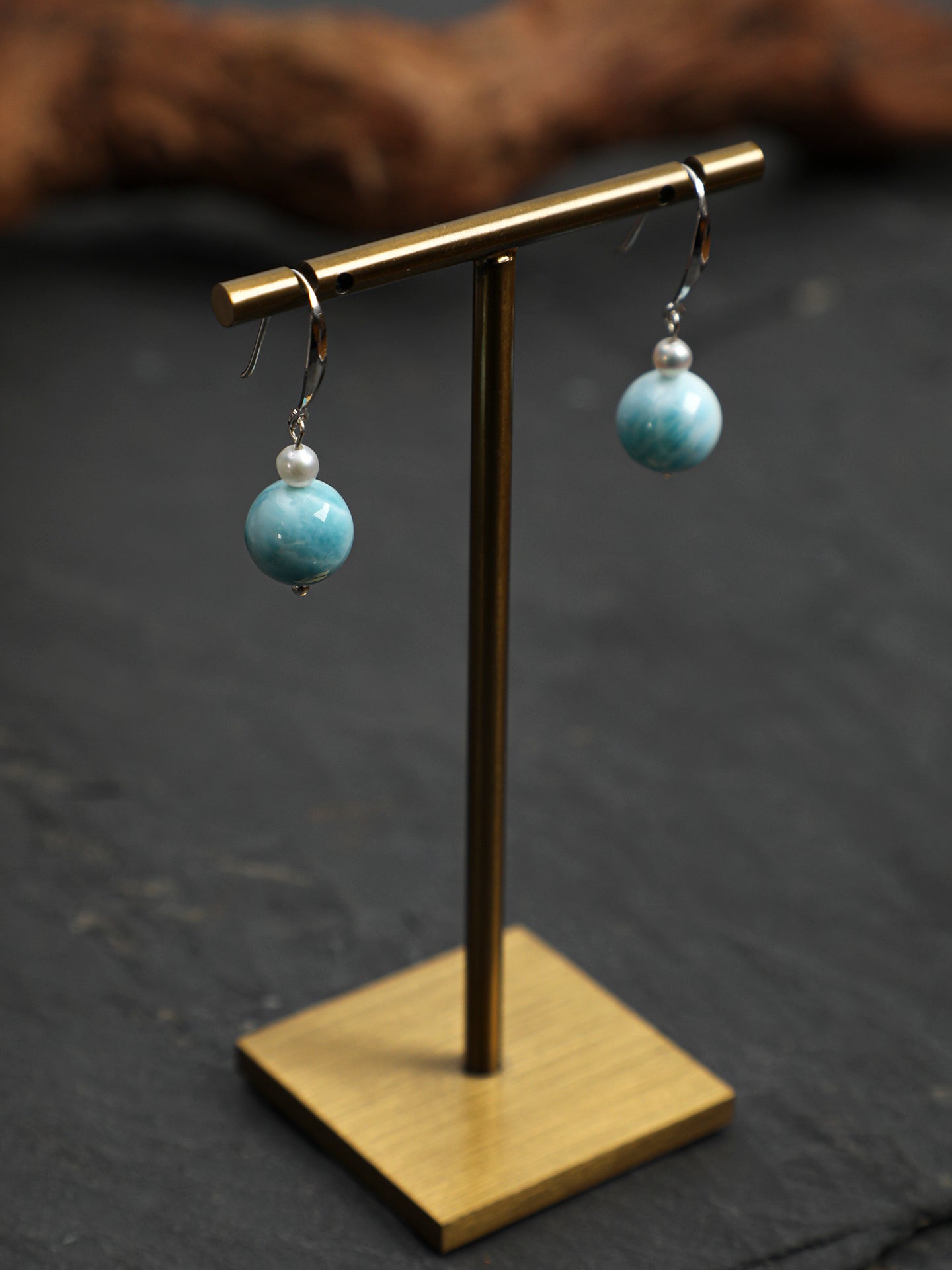 SENLORE Larimar Pearl Earrings – Lifestyle Shot