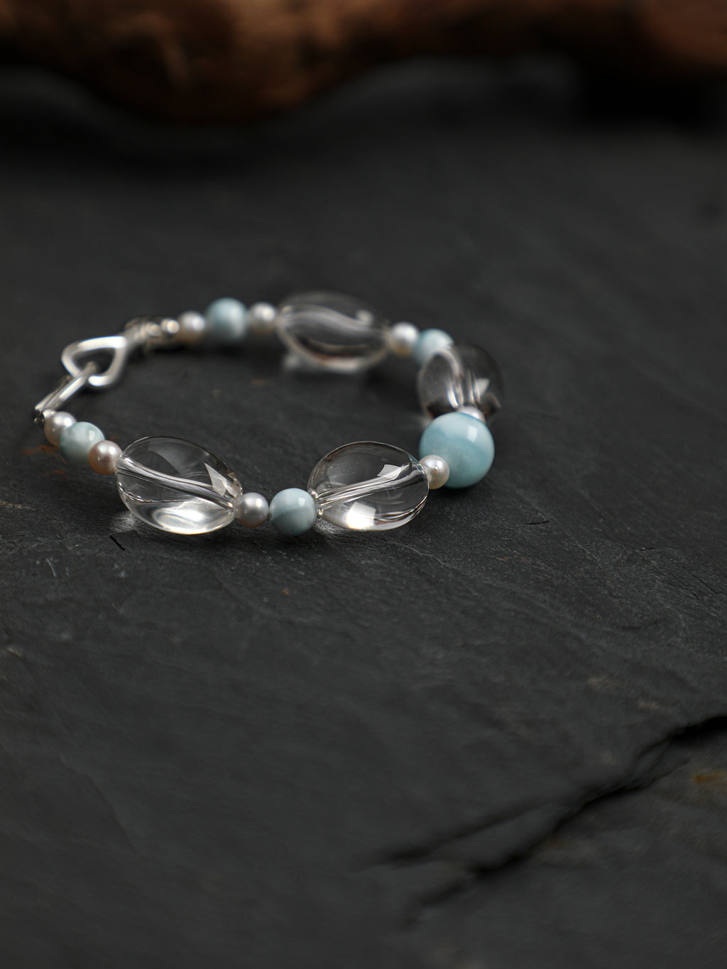 SENLORE Clear Quartz Larimar Bracelet – Front View