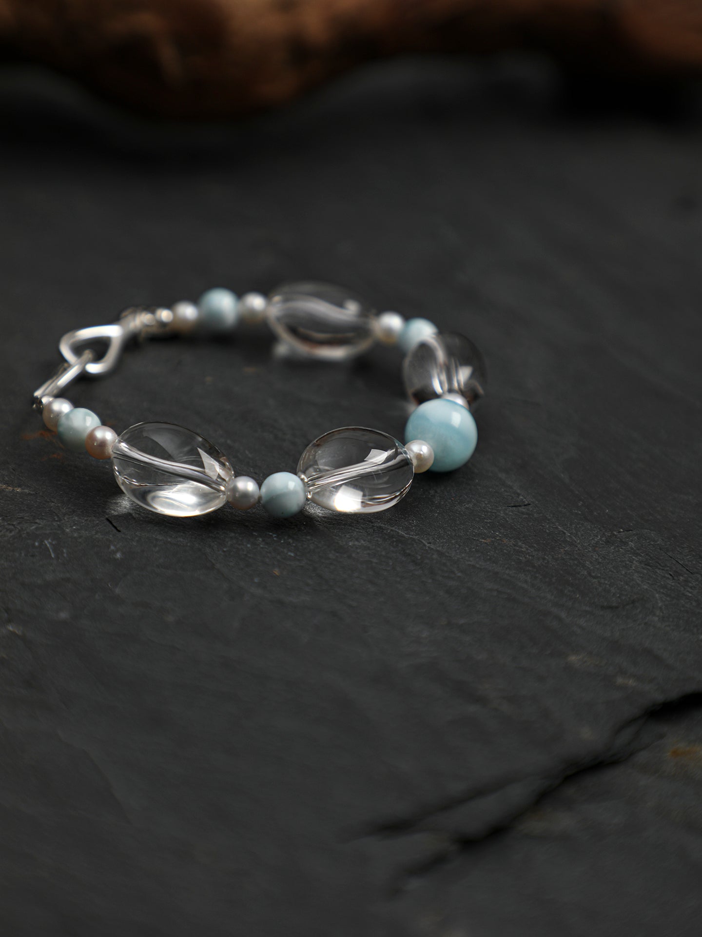 SENLORE Clear Quartz Larimar Bracelet – Front View