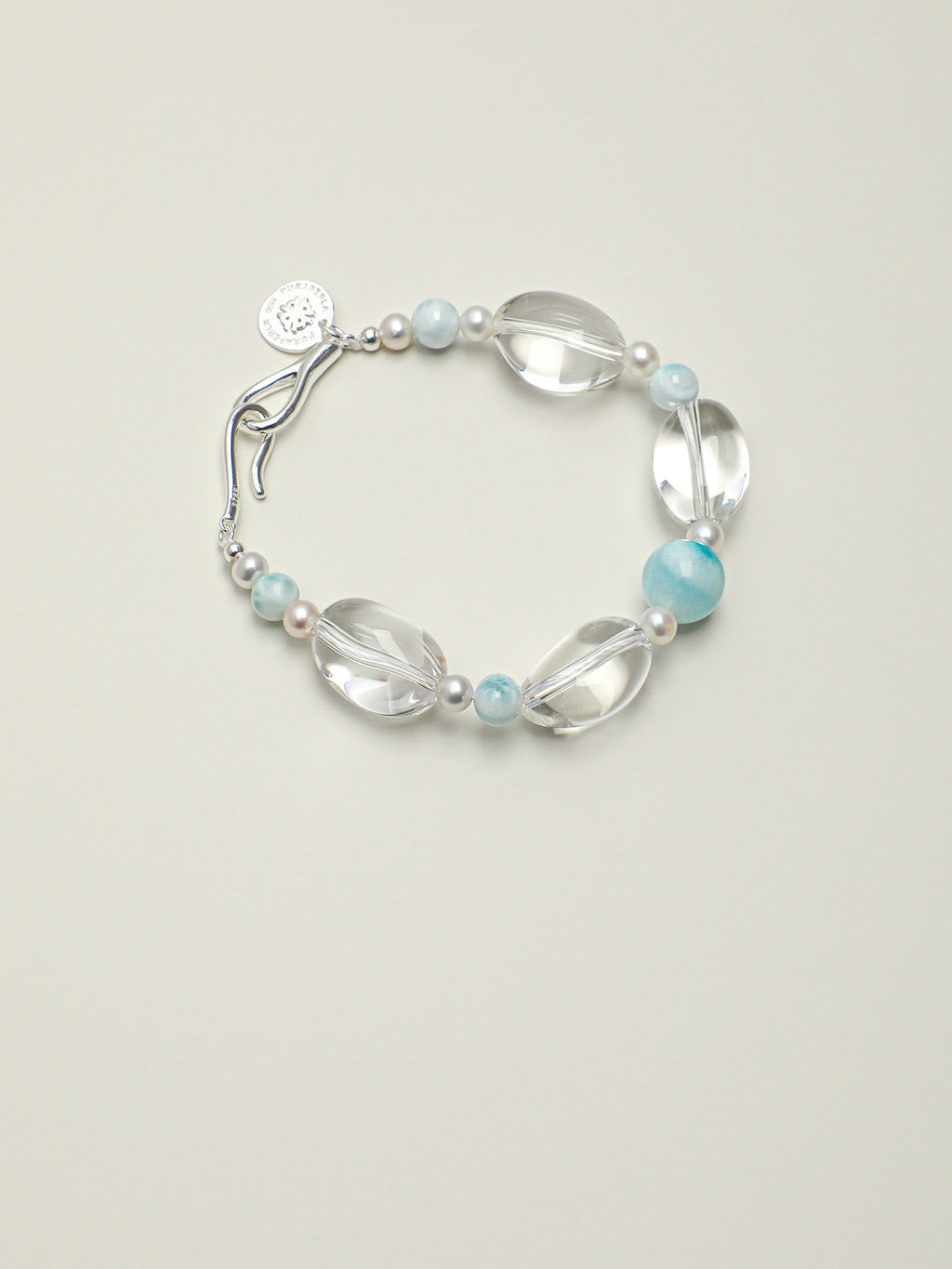 SENLORE Clear Quartz Larimar Bracelet – Detail Close-up