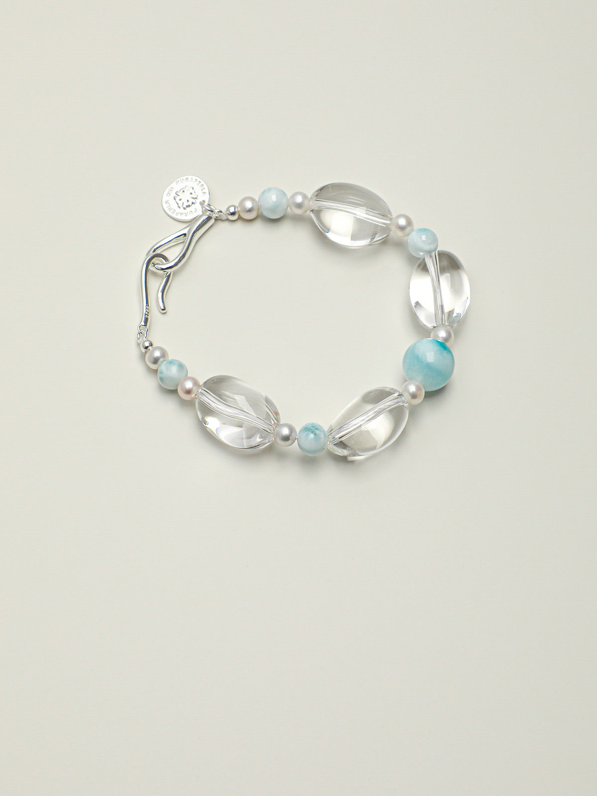 SENLORE Clear Quartz Larimar Bracelet – Detail Close-up