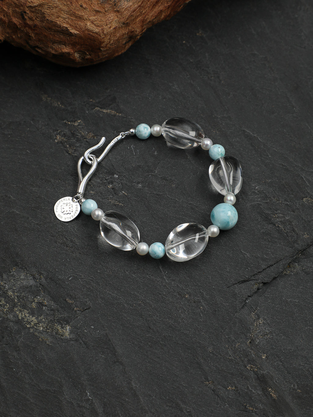 SENLORE Clear Quartz Larimar Bracelet – Side View