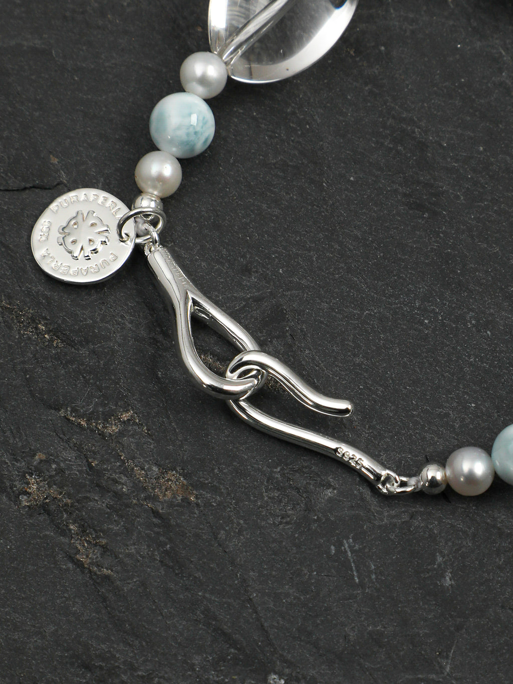 SENLORE Clear Quartz Larimar Bracelet – Lifestyle Shot