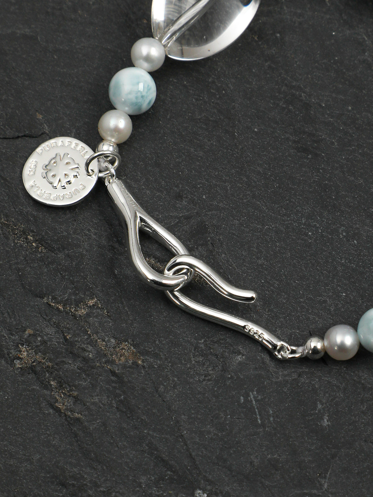 SENLORE Clear Quartz Larimar Bracelet – Lifestyle Shot