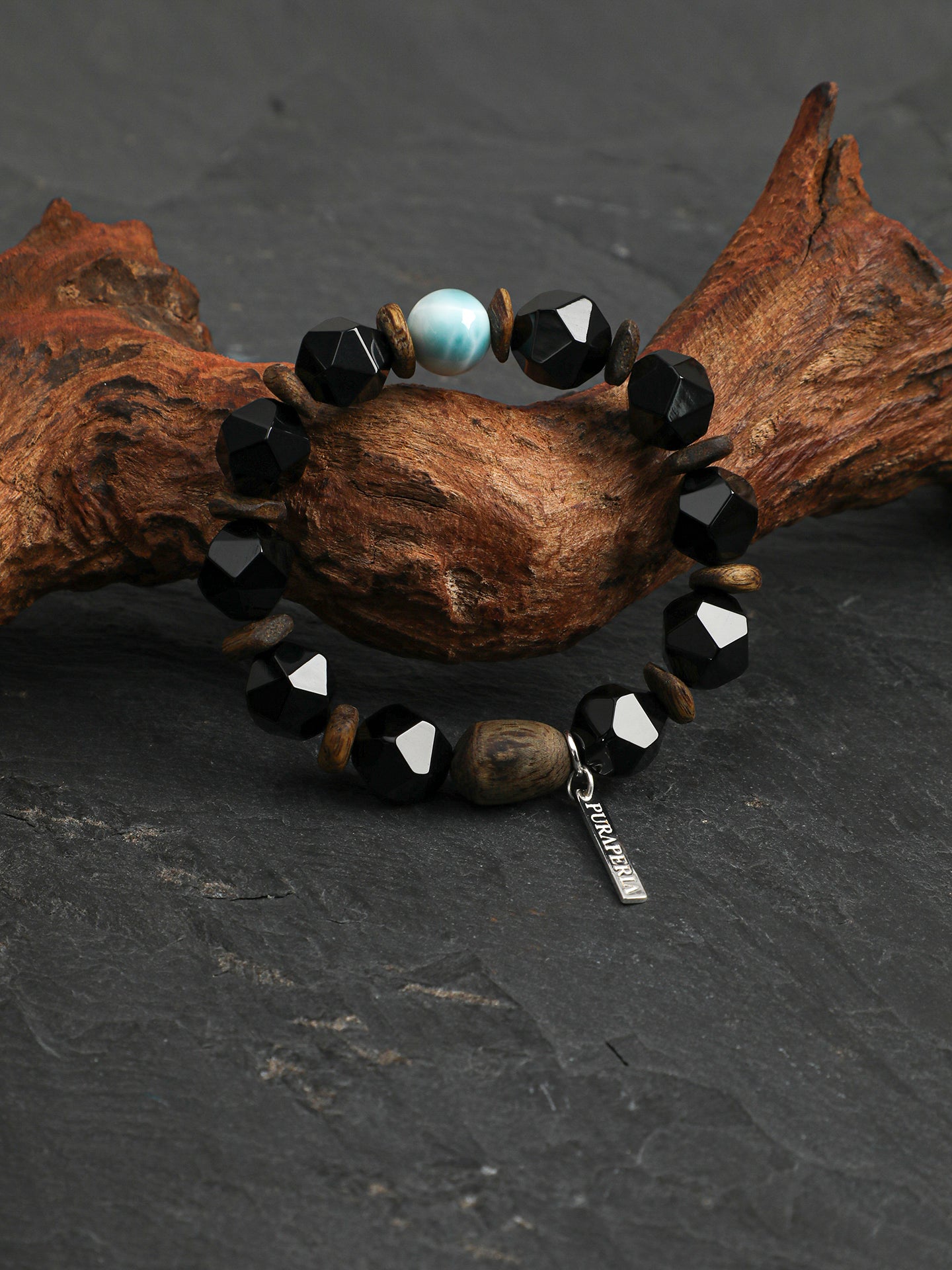 SENLORE Black Onyx Larimar Bracelet – Side View