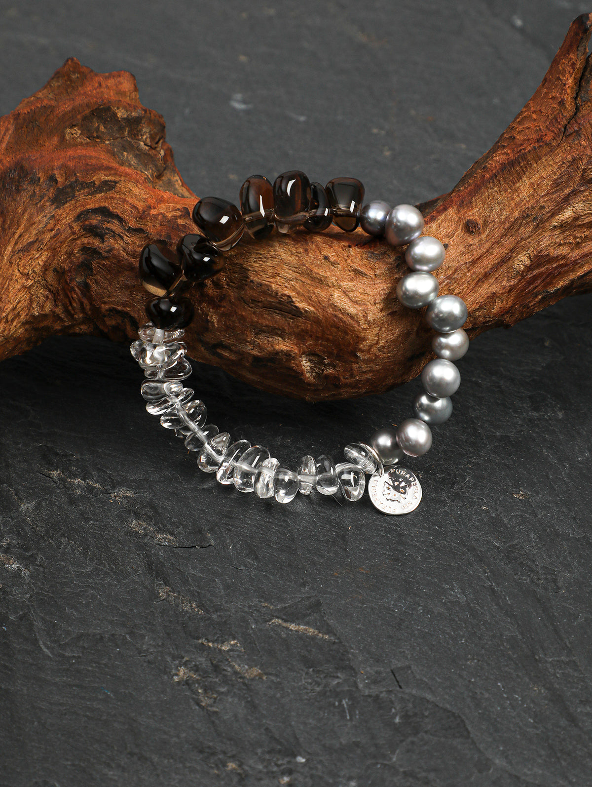 SENLORE Two-Tone Crystal Pearl Bracelet – Side View