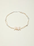 SENLORE Silver Bar Pearl Crystal Necklace – Detail Close-up