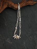SENLORE Silver Bar Pearl Crystal Necklace – Side View