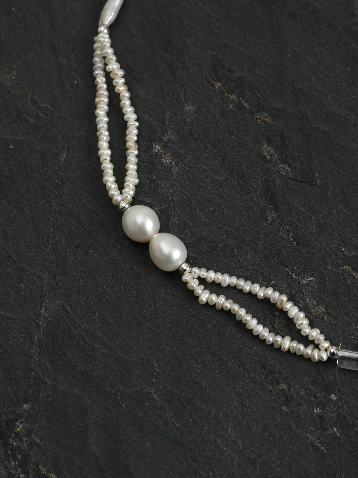 SENLORE Silver Bar Pearl Crystal Necklace – Lifestyle Shot