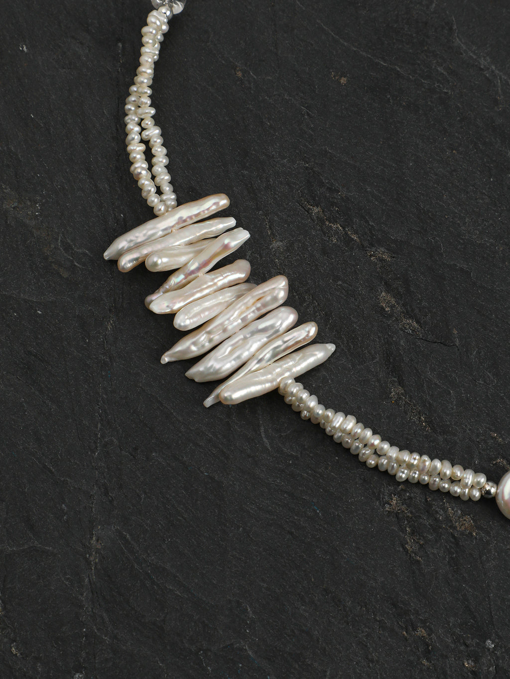 SENLORE Silver Bar Pearl Crystal Necklace – Lifestyle Shot