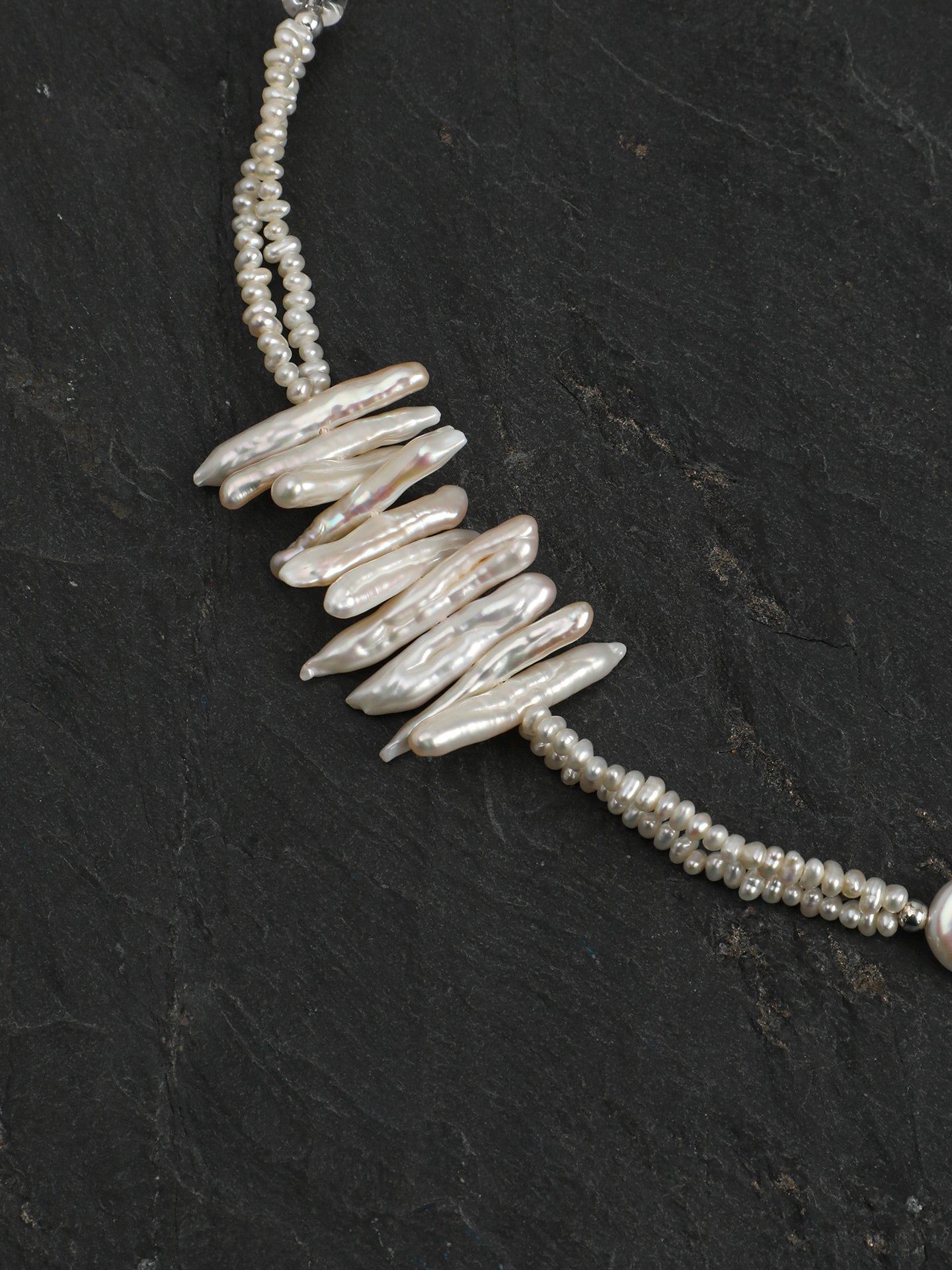 SENLORE Silver Bar Pearl Crystal Necklace – Lifestyle Shot