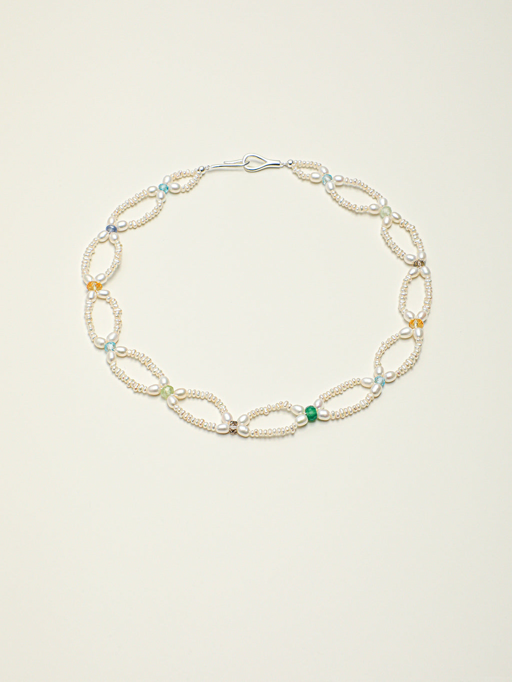 SENLORE Interlocking Multicolor Pearl Necklace – Side View