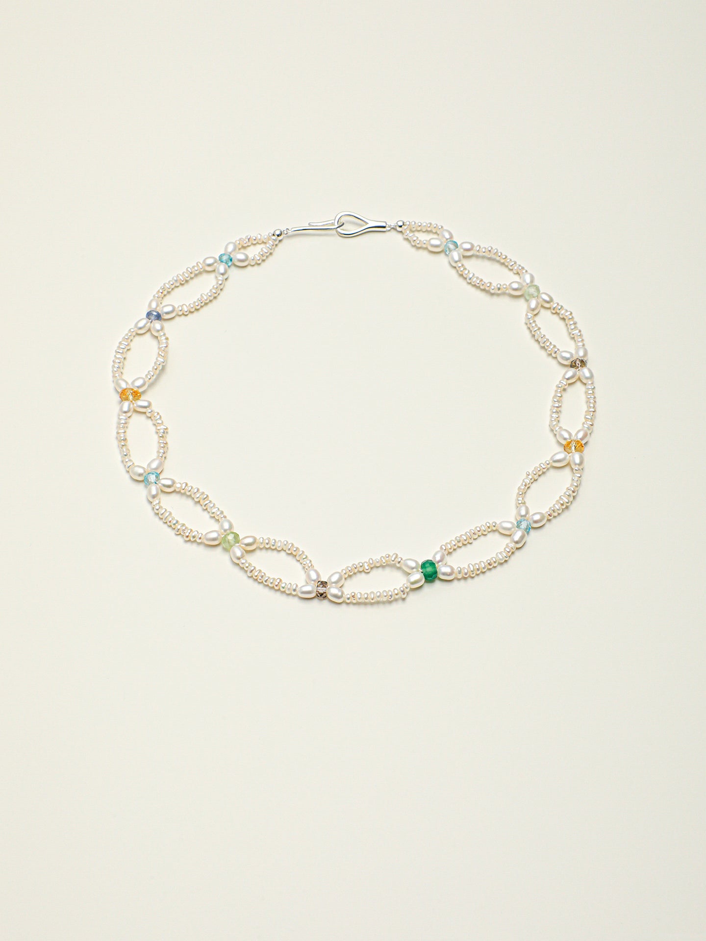 SENLORE Interlocking Multicolor Pearl Necklace – Side View
