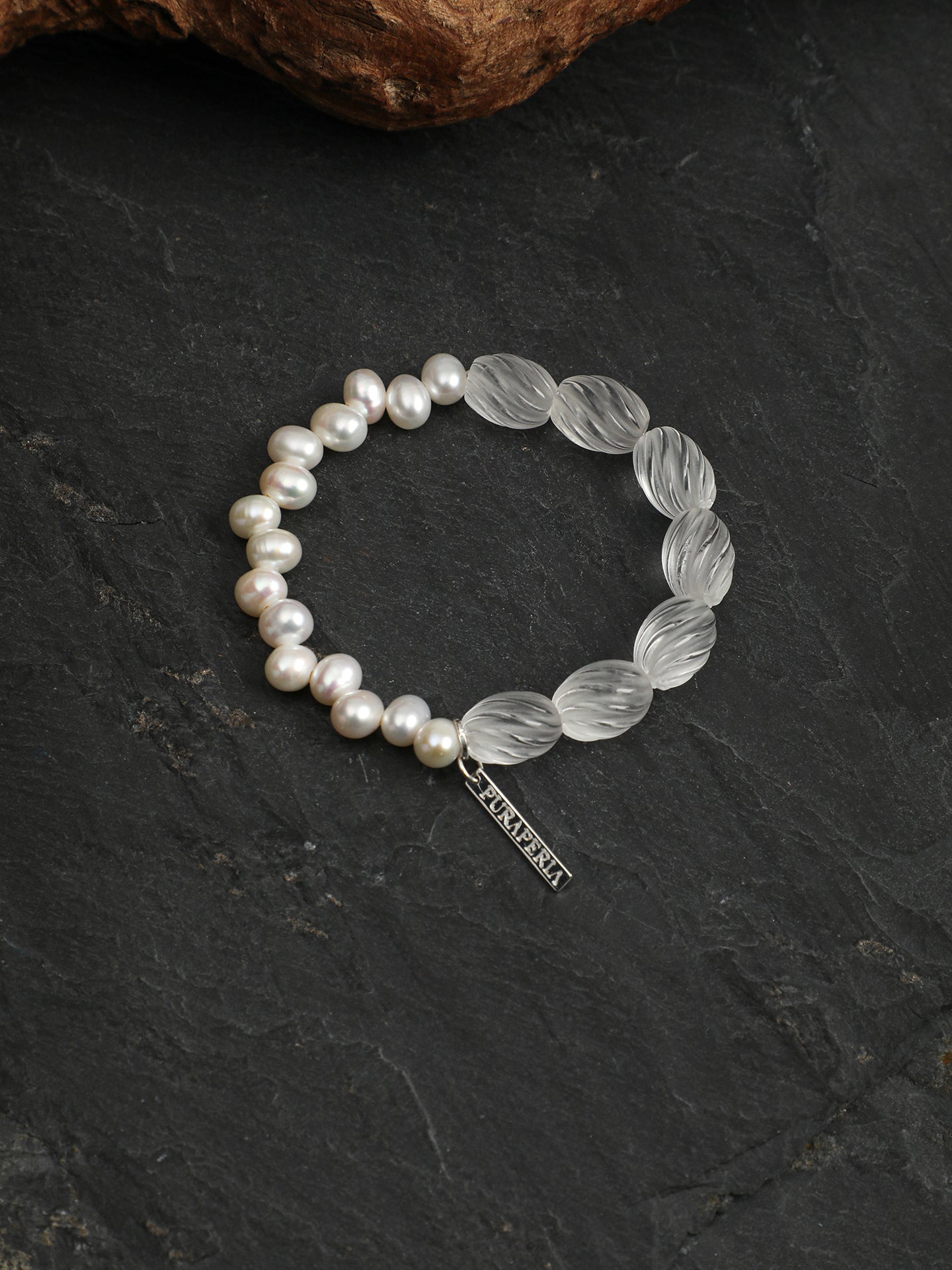 SENLORE Twisted Crystal Pearl Bracelet – Side View