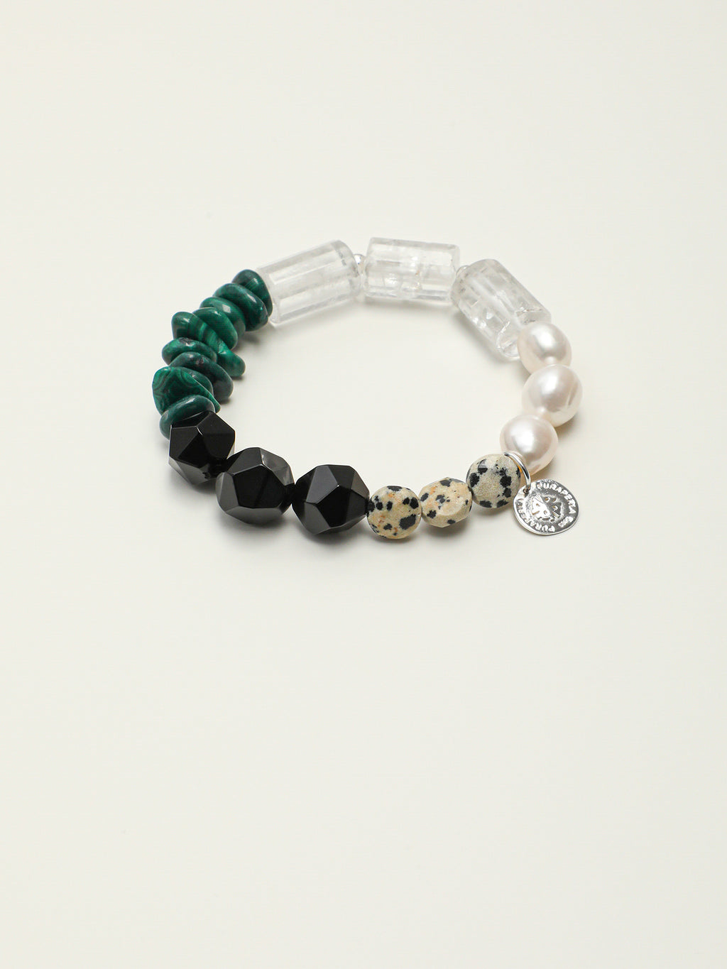 SENLORE Green Malachite Crystal Pearl Bracelet – Detail Close-up