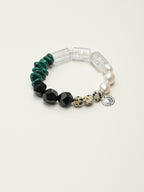 SENLORE Green Malachite Crystal Pearl Bracelet – Detail Close-up