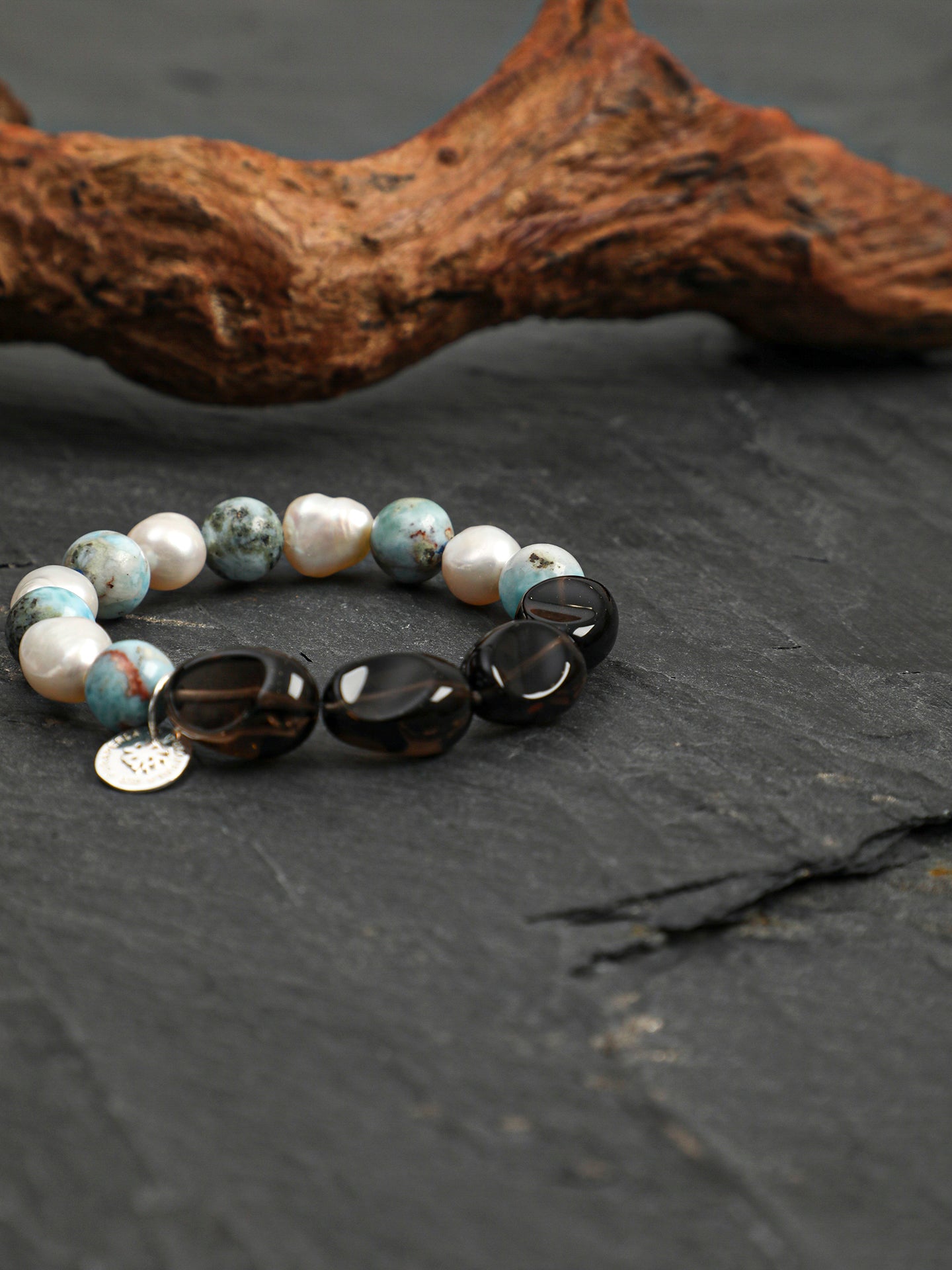 SENLORE Larimar Crystal Pearl Bracelet – Front View
