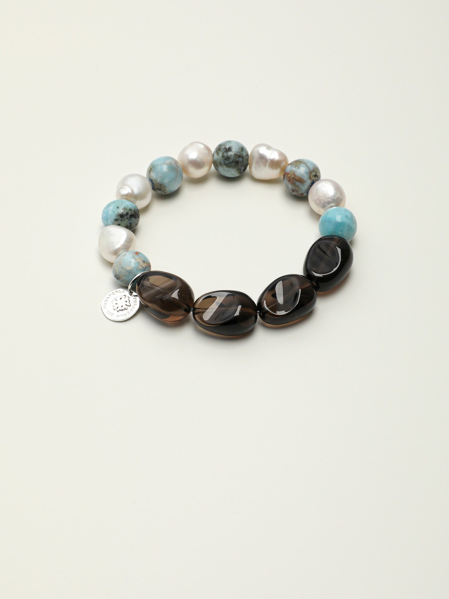 SENLORE Larimar Crystal Pearl Bracelet – Detail Close-up