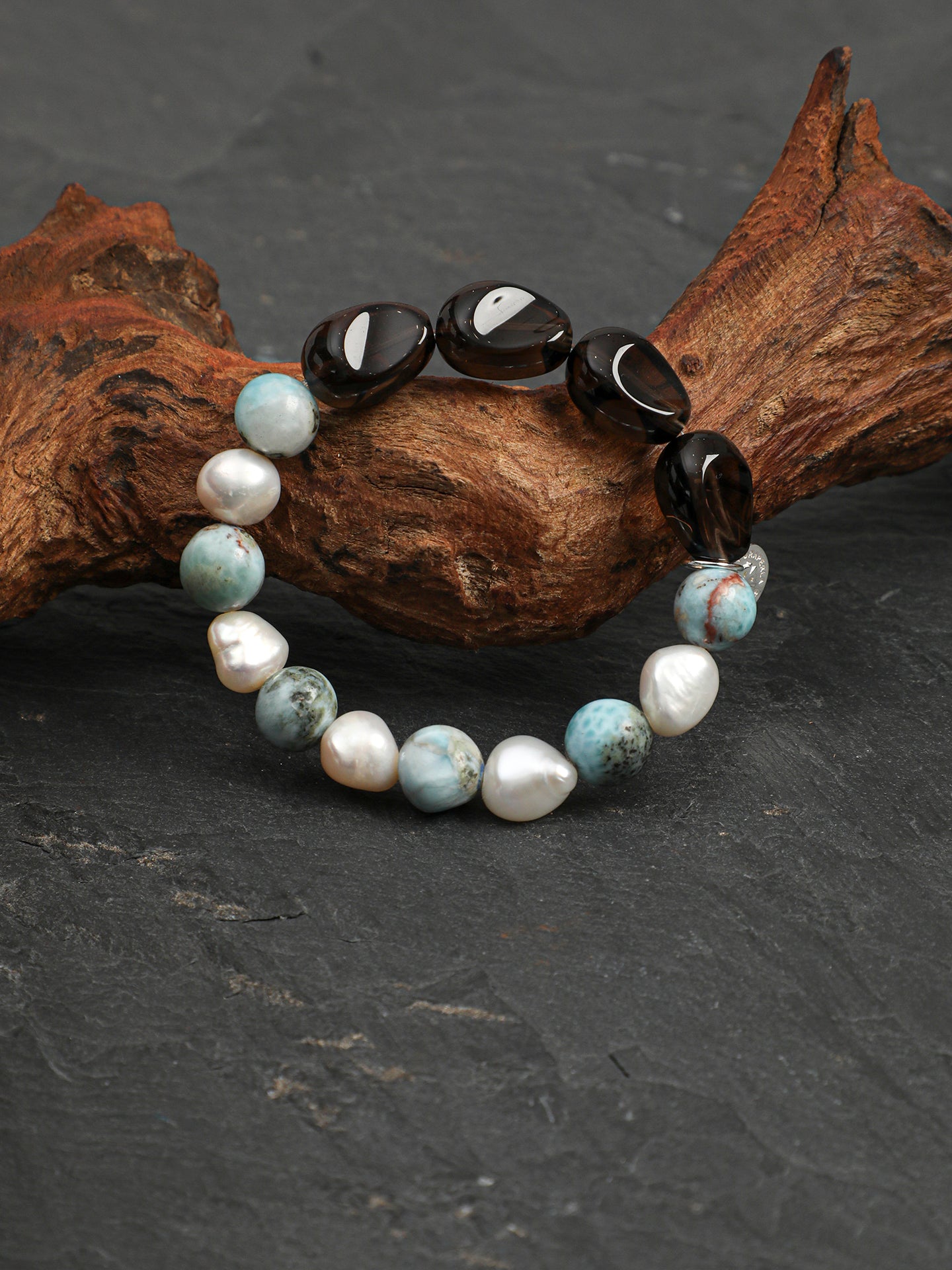 SENLORE Larimar Crystal Pearl Bracelet – Side View