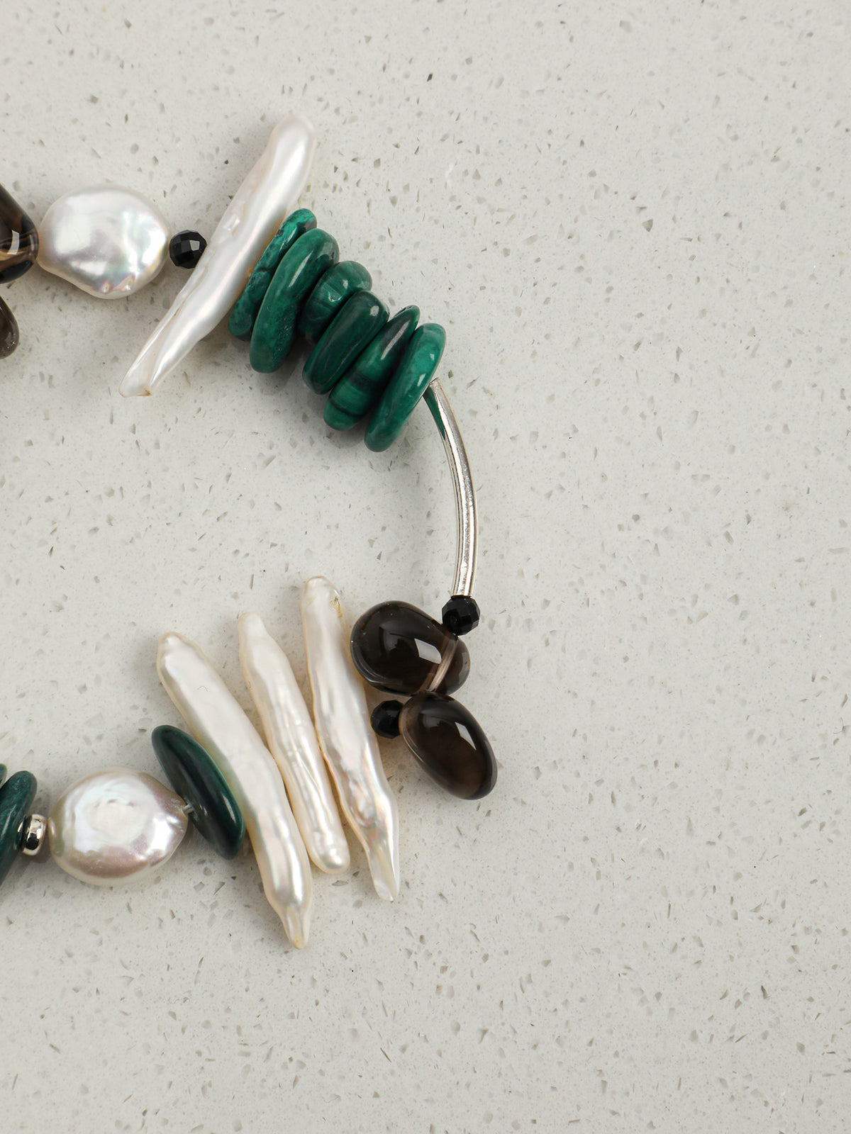 SENLORE Malachite Smoky Quartz Pearl Bracelet – Front View