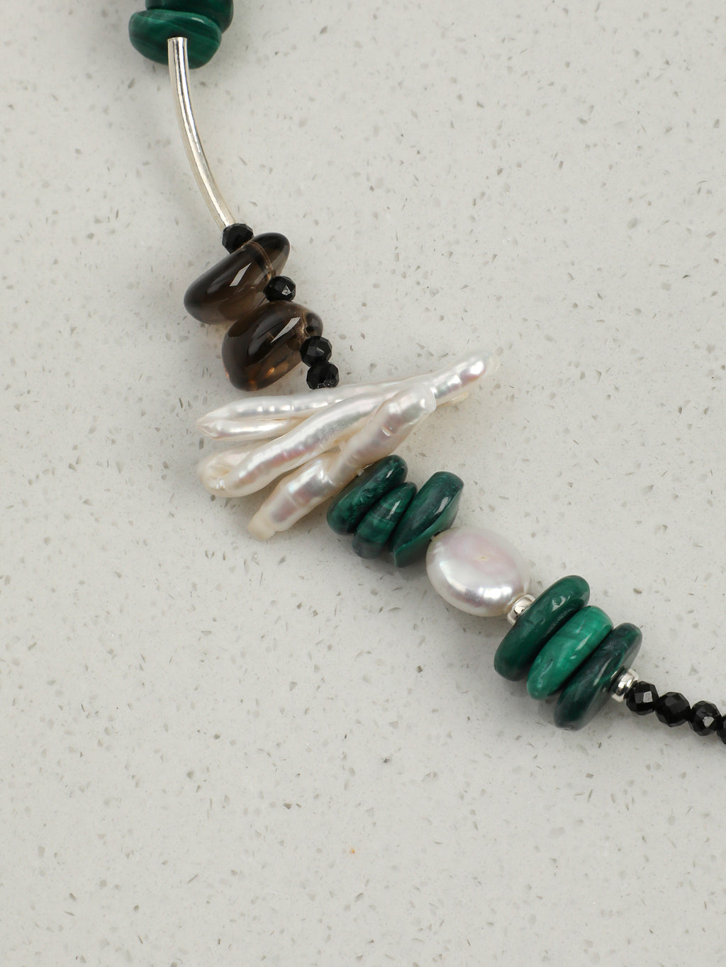 SENLORE Malachite Baroque Freeform Crystal Necklace – Front View