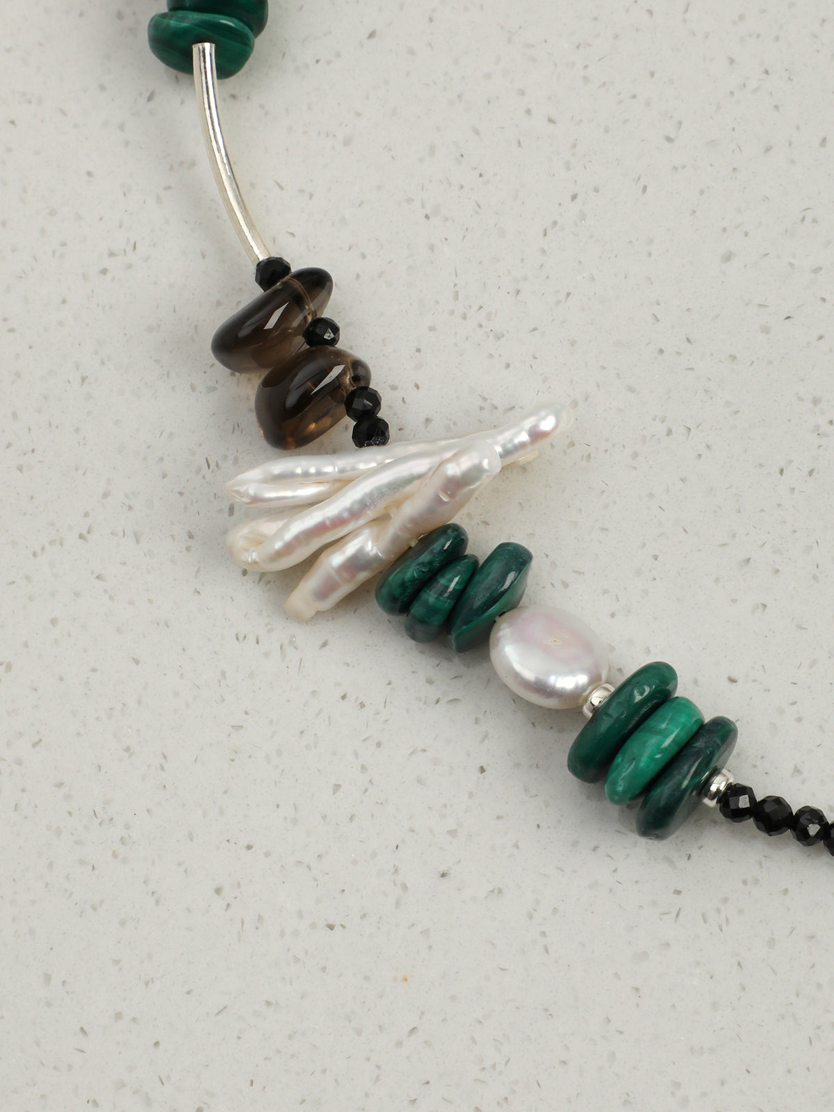 SENLORE Malachite Baroque Freeform Crystal Necklace – Front View