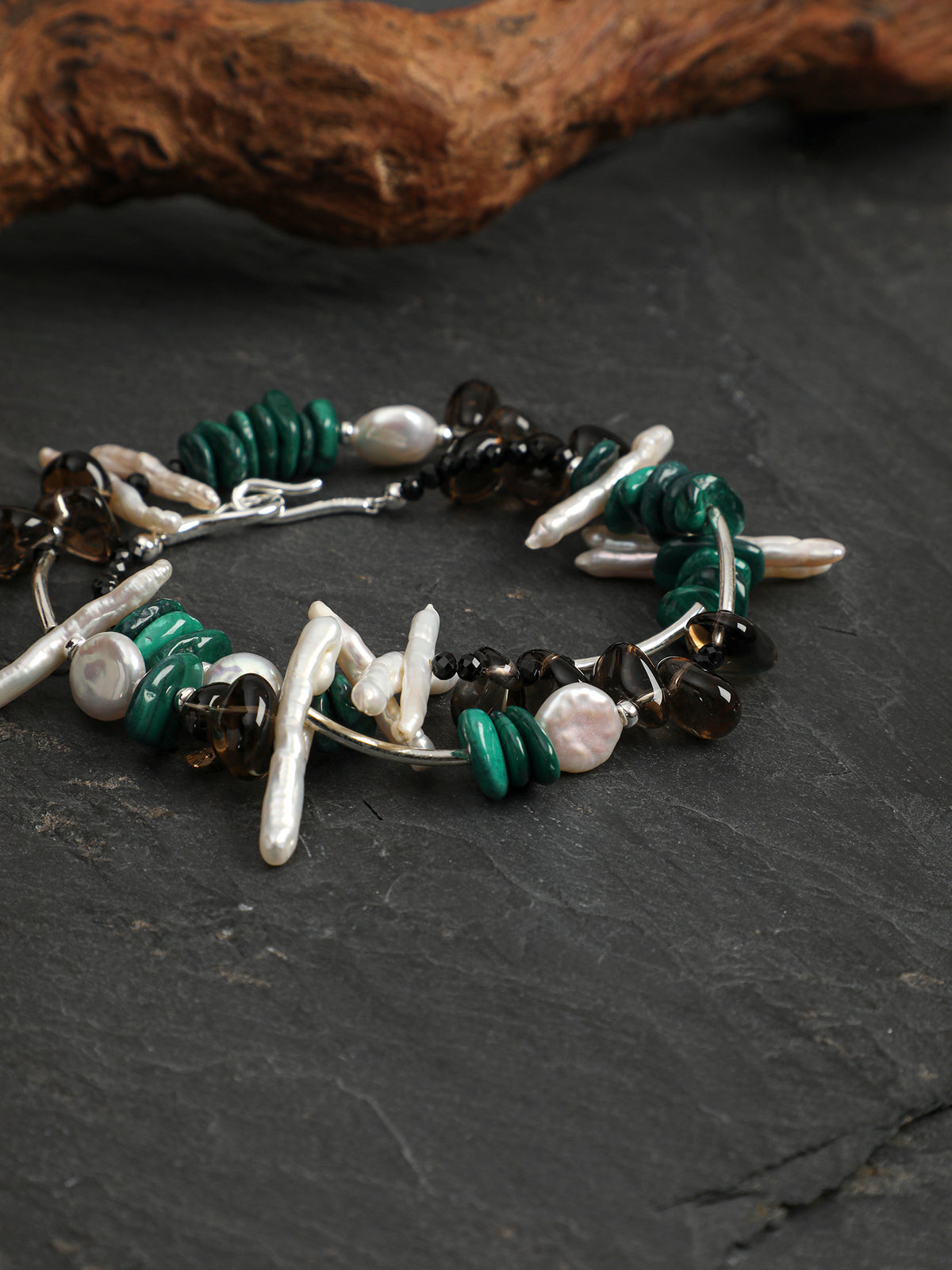 SENLORE Malachite Baroque Freeform Crystal Necklace – Lifestyle Shot