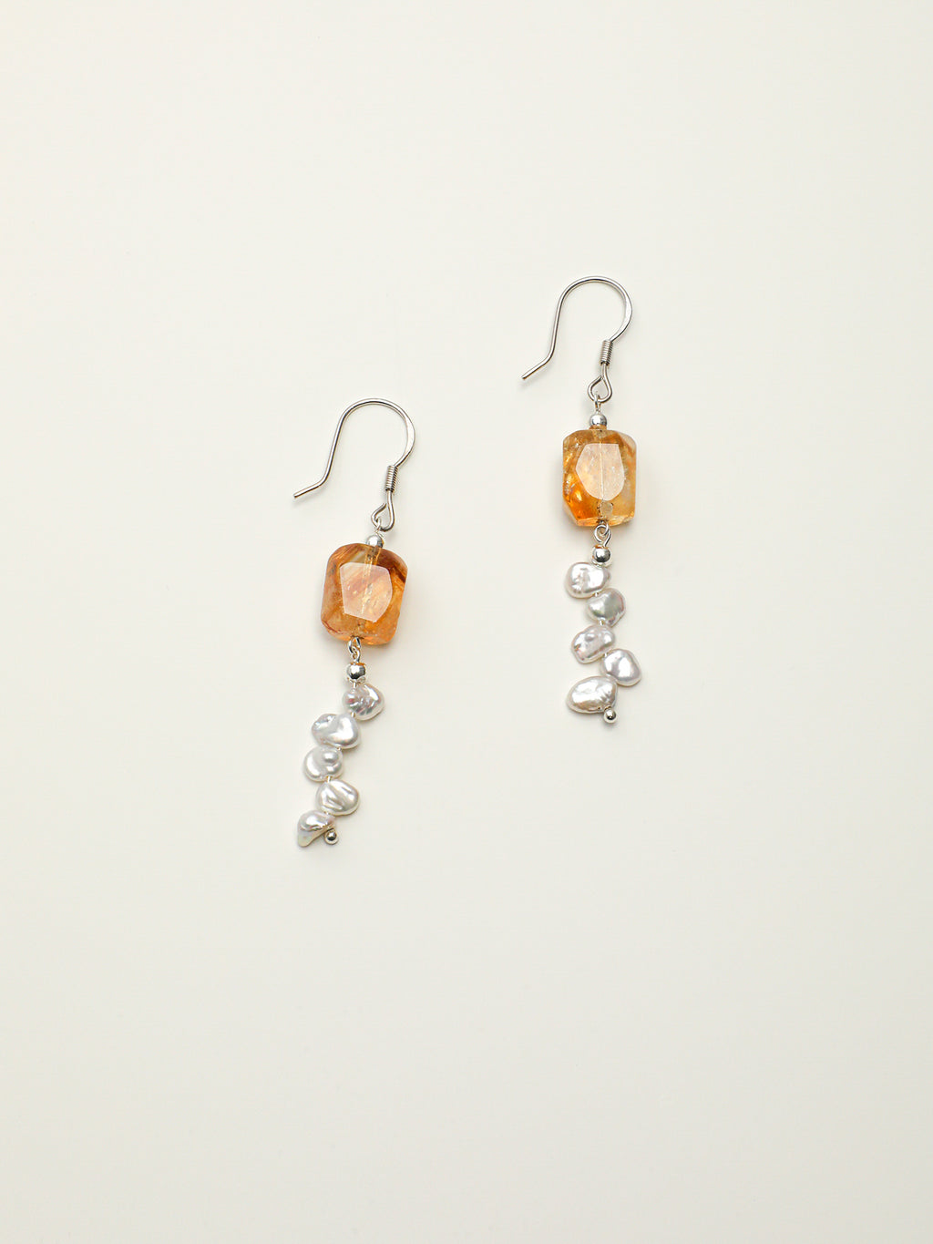 SENLORE Citrine Rice Bead Earrings – Detail Close-up