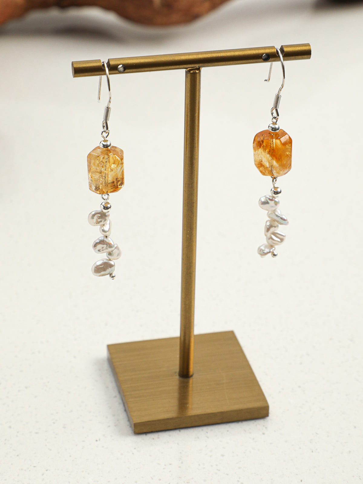 SENLORE Citrine Rice Bead Earrings – Lifestyle Shot