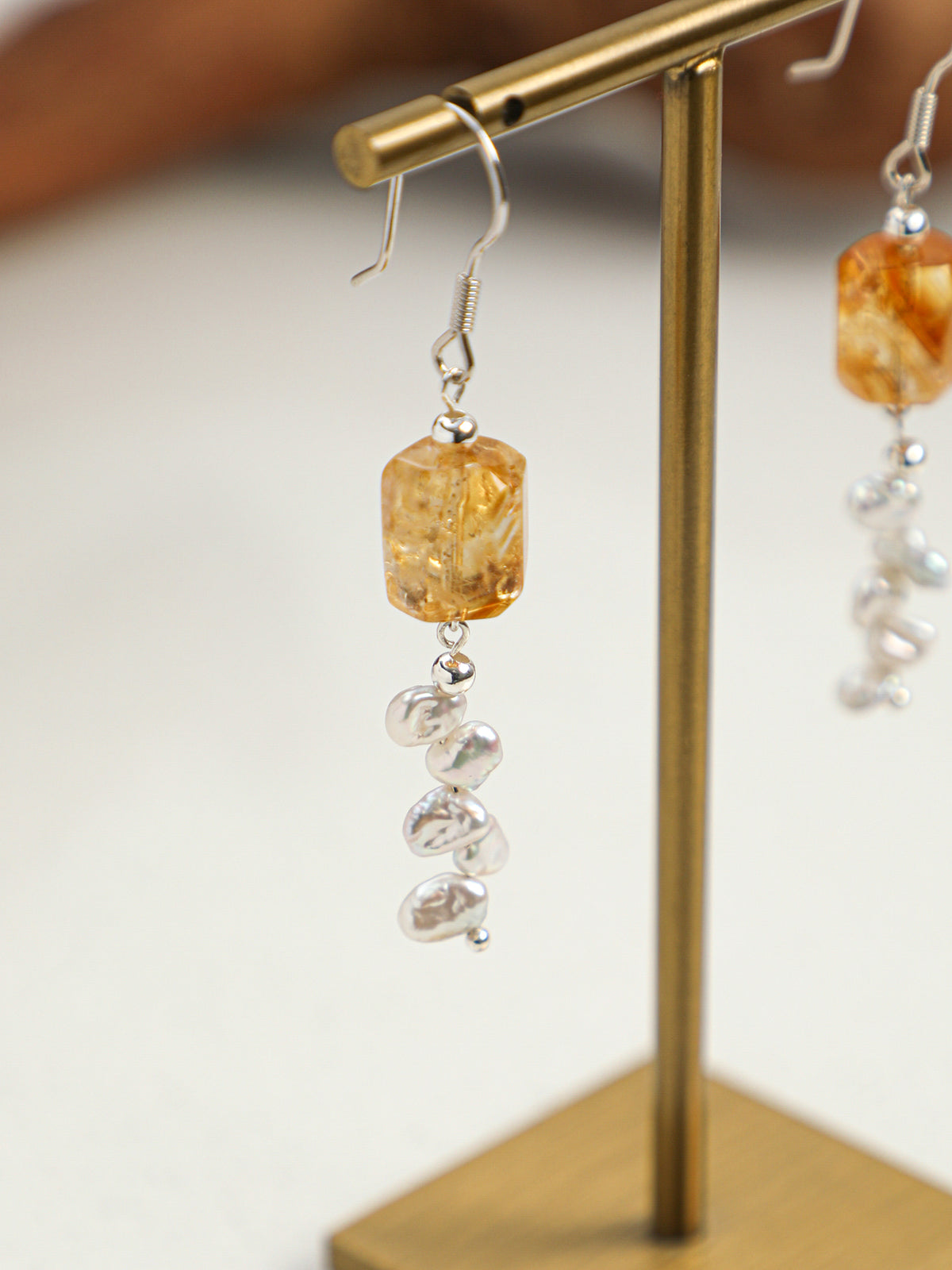 SENLORE Citrine Rice Bead Earrings – Lifestyle Shot