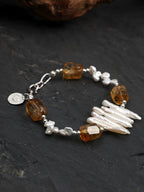 Brazil Citrine Free-form Pearl Bracelet