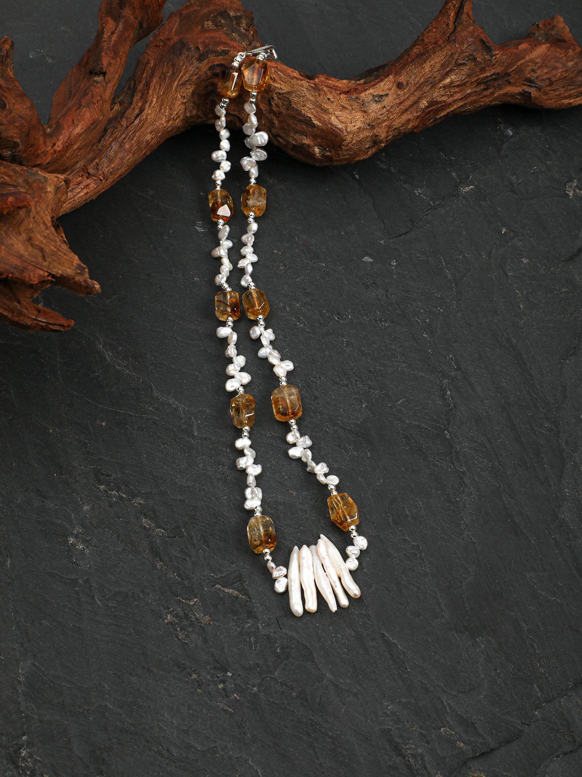 Brazilian Citrine Baroque Freeform Necklace