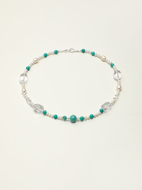 SENLORE Amazonite Crystal Pearl Necklace – Front View