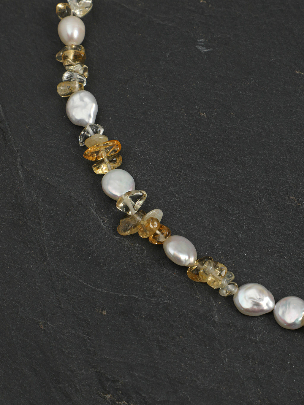 Starry Sky Baroque Crystal Waterfall Necklace — baroque teardrops, citrine chips, white seed pearls... | SENLORE