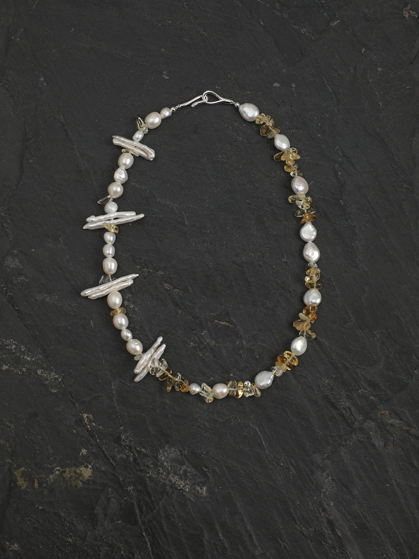 SENLORE Citrine Baroque Freeform Necklace – Side View