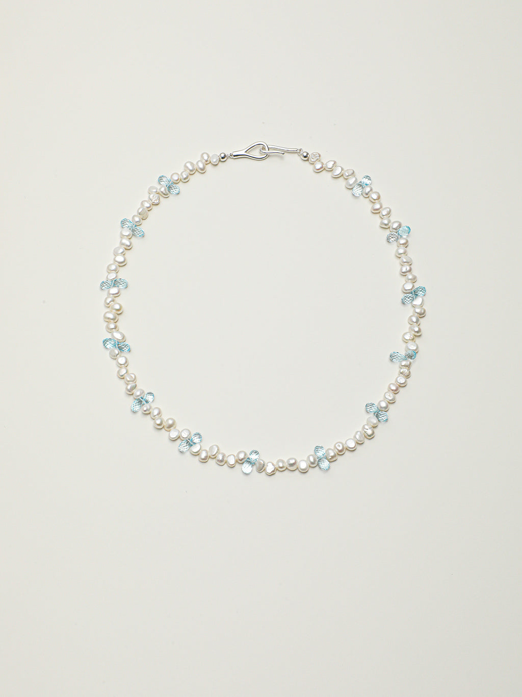 SENLORE Blue Topaz Drop Pearl Necklace – Front View
