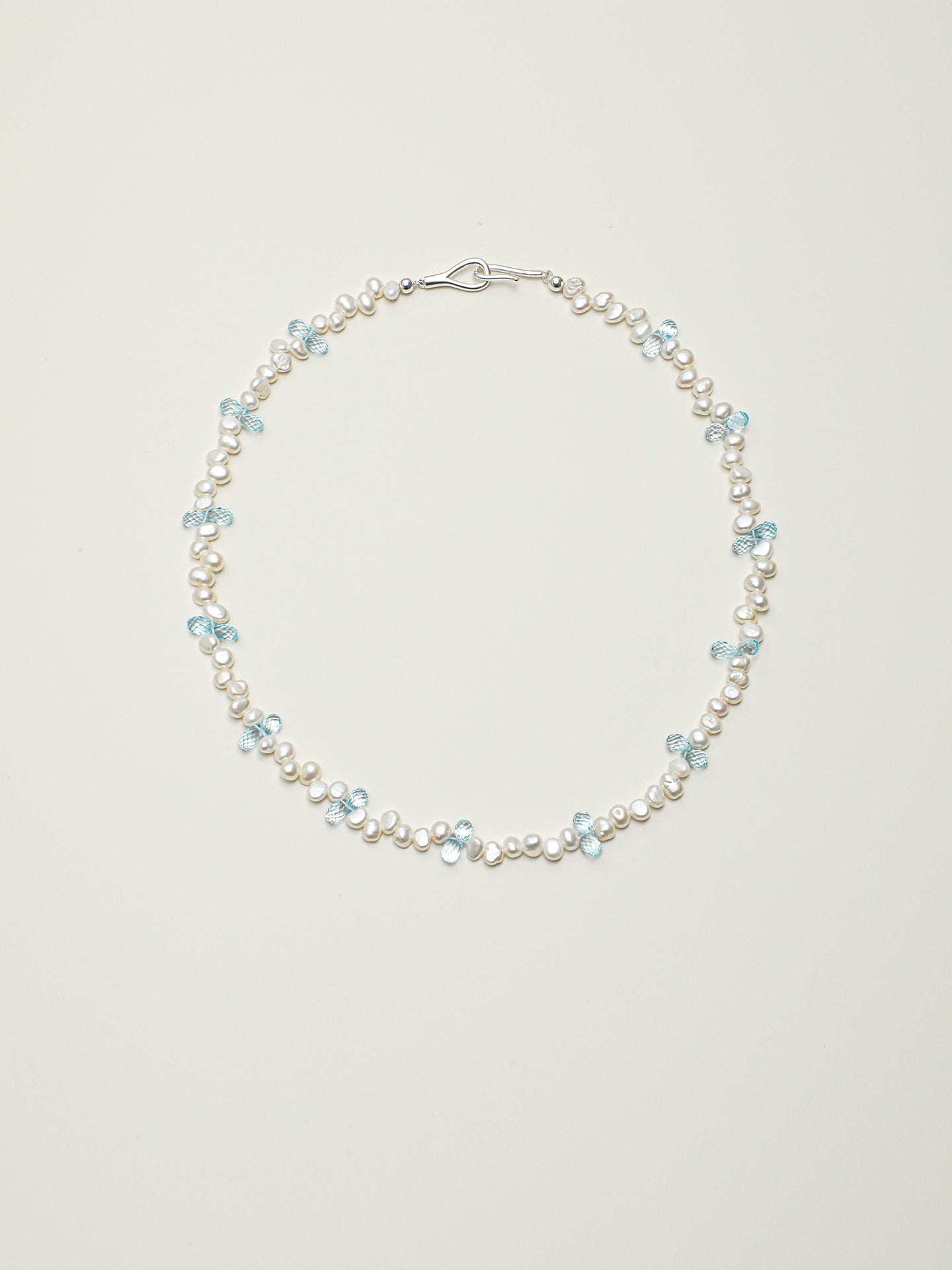 SENLORE Blue Topaz Drop Pearl Necklace – Front View