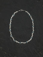 SENLORE Blue Topaz Drop Pearl Necklace – Side View