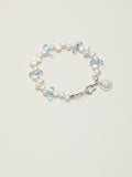 Blue Topaz Teardrop Pearl Bracelet — three-seven-hole double-sided baroque pearl, faceted blue topaz teardrop, large-hole sterling silver round bead | SENLORE