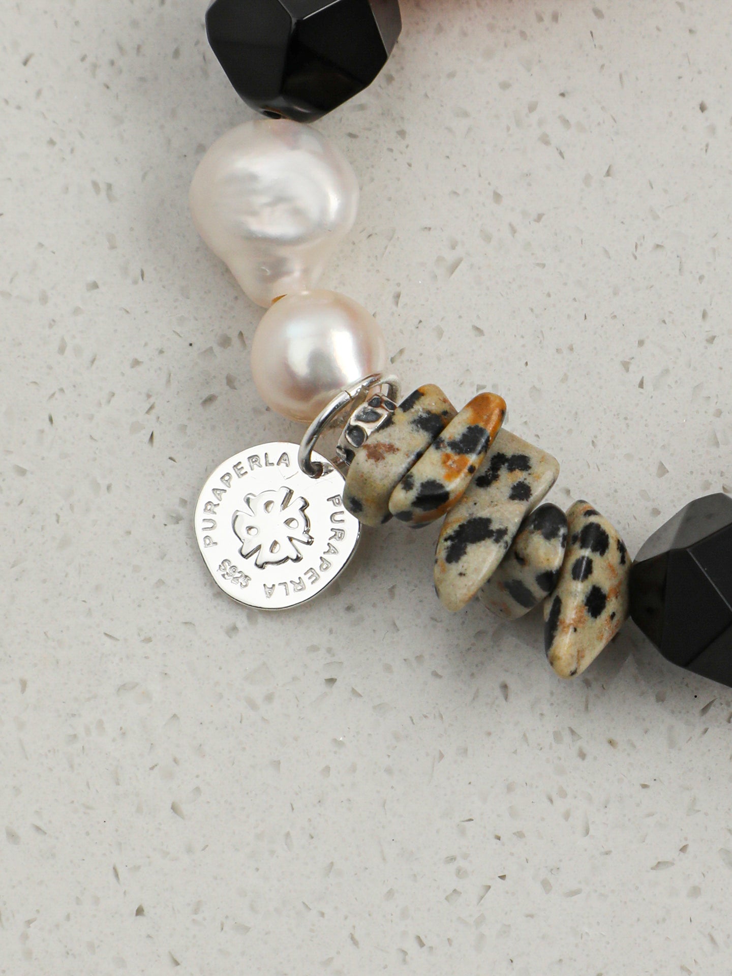 Persian Agate Baroque Bracelet — large baroque pearl, faceted black agate, baroque pearl | SENLORE