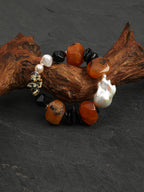 Persian Agate Baroque Bracelet — large baroque pearl, faceted black agate, baroque pearl | SENLORE
