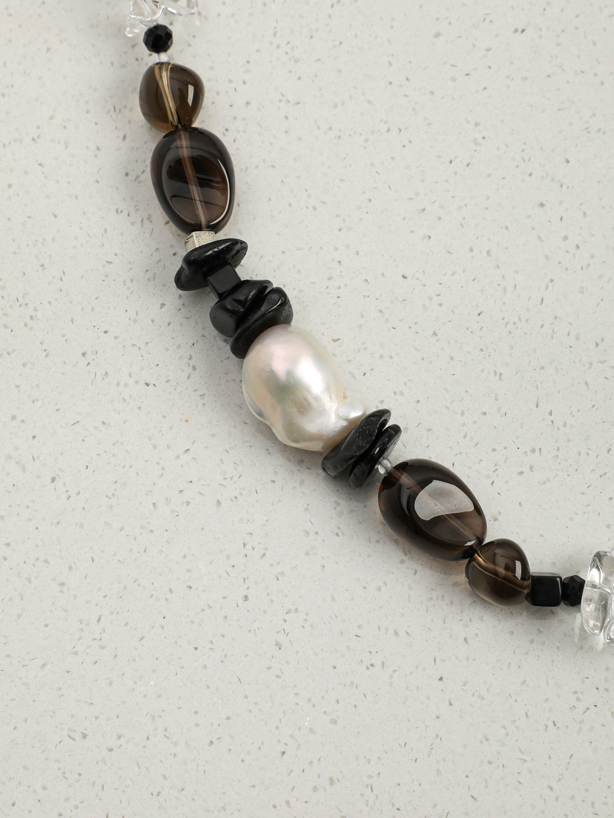 Nature's Palette Smoky Quartz Freeform Necklace — smoky quartz teardrop, smoky quartz long nuggets, cl... | PuraPerla