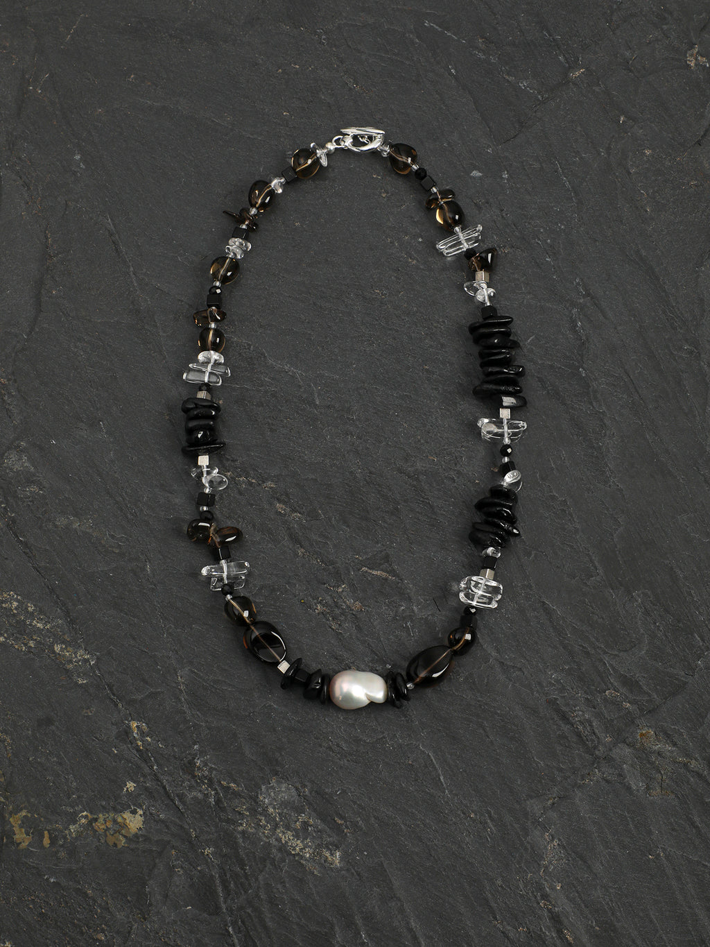 Nature's Palette Smoky Quartz Freeform Necklace — smoky quartz teardrop, smoky quartz long nuggets, cl... | PuraPerla