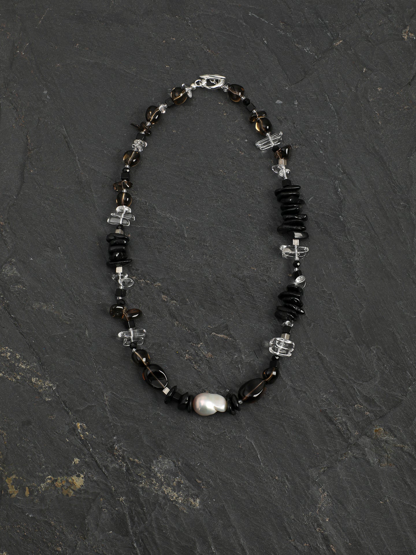 Nature's Palette Smoky Quartz Freeform Necklace — smoky quartz teardrop, smoky quartz long nuggets, cl... | PuraPerla