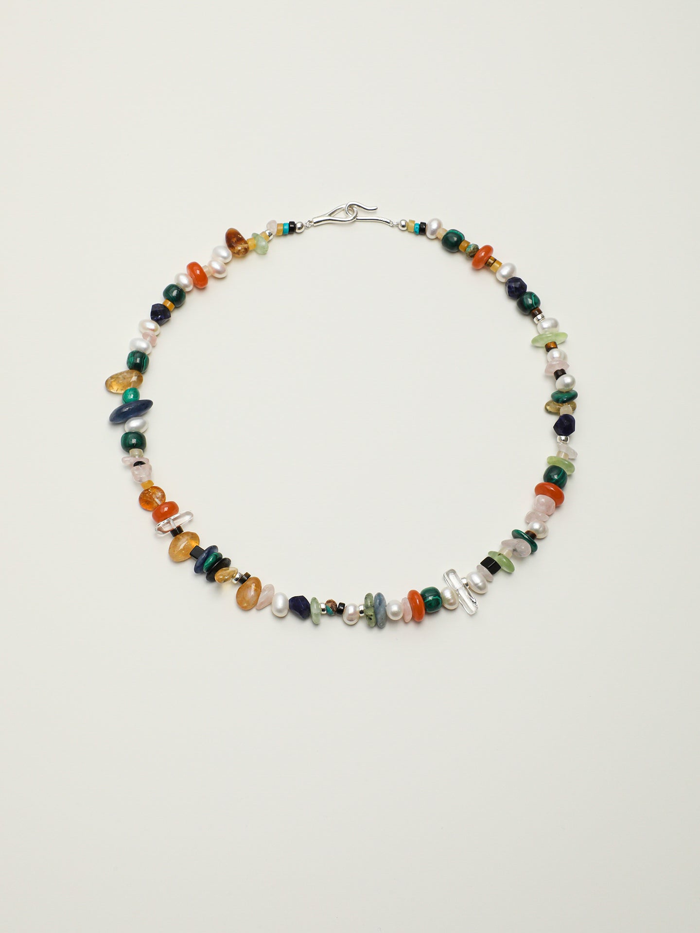 Colorful Candy Crystal Necklace — black agate disc bead & rose quartz & S925 Sterling Silver | SENLORE