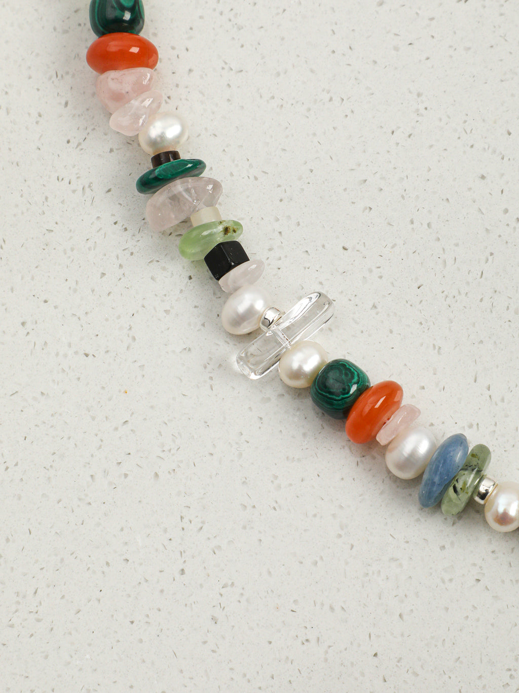 Colorful Candy Crystal Necklace — black agate disc bead & rose quartz & S925 Sterling Silver | SENLORE