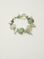 Summer Grape Baroque Bracelet — large freeform prehnite, large freeform citrine, prehnite chips | SENLORE
