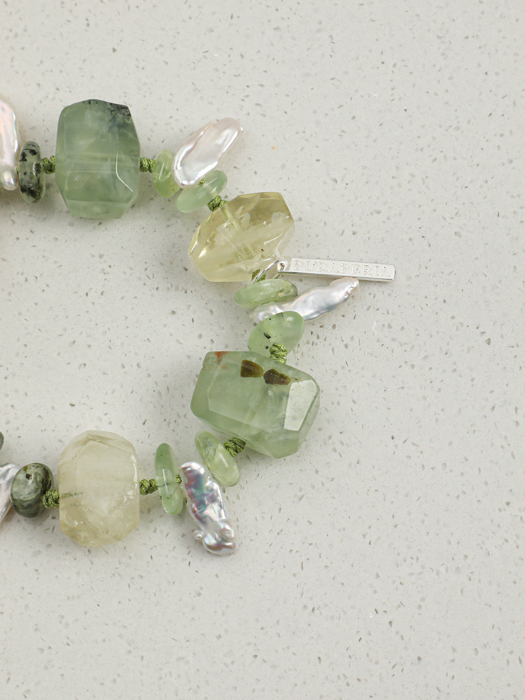 Summer Grape Baroque Bracelet — large freeform prehnite, large freeform citrine, prehnite chips | SENLORE