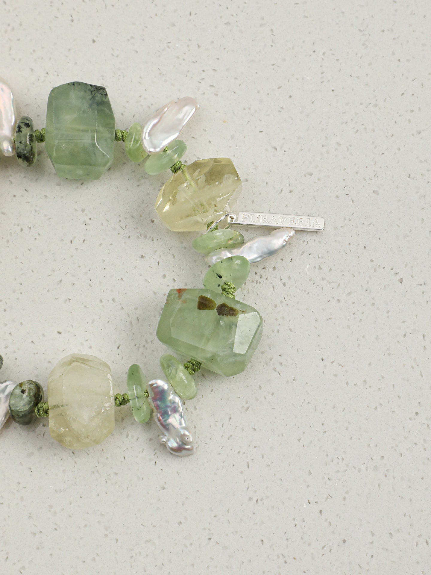 Summer Grape Baroque Bracelet — large freeform prehnite, large freeform citrine, prehnite chips | SENLORE
