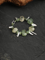 Summer Grape Baroque Bracelet — large freeform prehnite, large freeform citrine, prehnite chips | SENLORE
